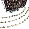 Gold Plated Copper Wrapped Rosary Chain with 6mm Smooth Natural Pyrite Round Shaped Beads - Sold by the Foot, or in Bulk!