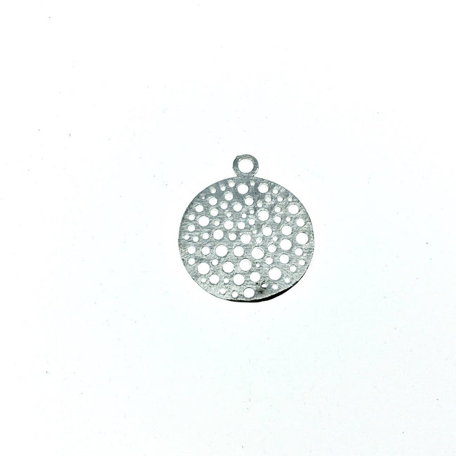 Small Sized Silver Plated Copper Dot-Filled Cutout Circle Shaped Components - Measuring 21mm x 21mm - Sold in Packs of 10