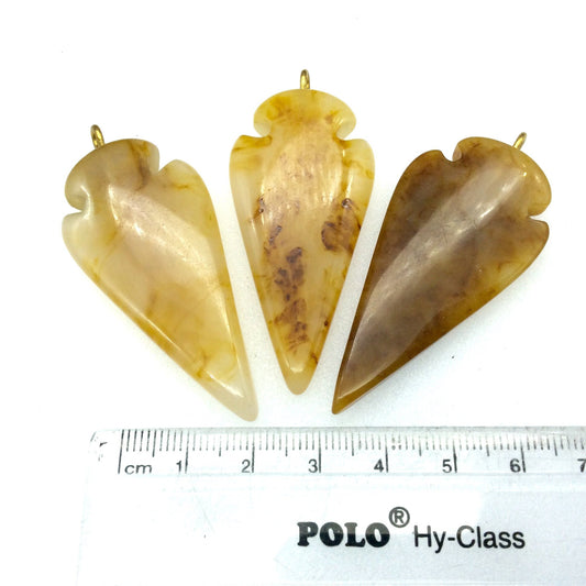 25mm x 53mm Semi-Transparent Beige/Brown Thick Arrow Shaped Resin Pendant with One Ring- Sold Individually