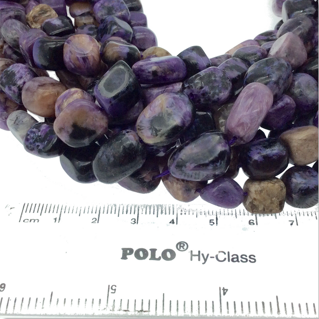 Purple Charoite Nugget/Tumble Beads - 16" Strand (Approximately 38 Beads) - Measuring 5-8mm x 10-15mm - Natural Semi-Precious Gemstone
