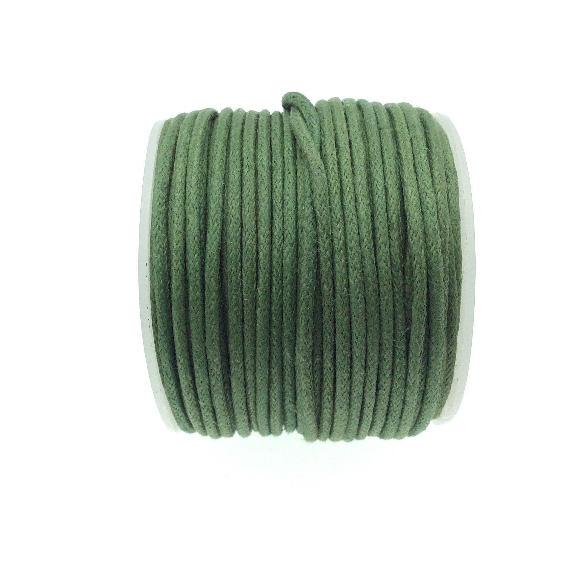 FULL SPOOL - Army Green Beadlanta Waxed Cotton Cord - Measuring 1.5mm - 27 yards per spool - Round Cotton Jewelry Cord