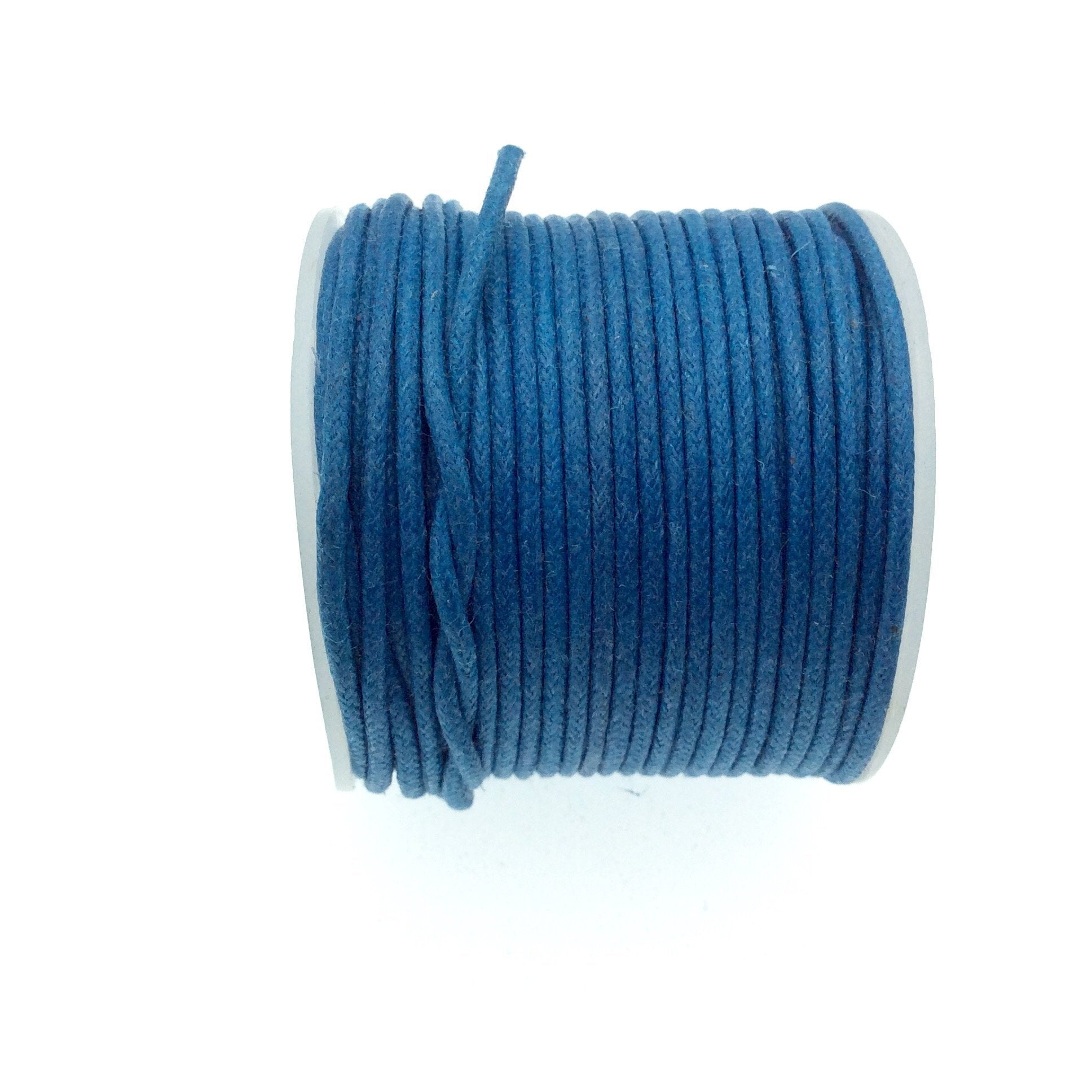 FULL SPOOL - Denim Blue Beadlanta Waxed Cotton Cord - Measuring 1.5mm - 27 yards per spool - Round Cotton Jewelry Cord