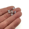 Moonstone Bezel | BULK PACK of Six (6) Gunmetal Sterling Silver Pointed Cut Stone Faceted Teardrop Pear Shaped Pendants - 5mm x 8mm