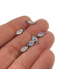 BULK PACK of Six (6) Gunmetal Sterling Silver Pointed/Cut Stone Faceted Oval/Oblong Shaped Moonstone Bezel connectors - Measuring 4mm x 6mm