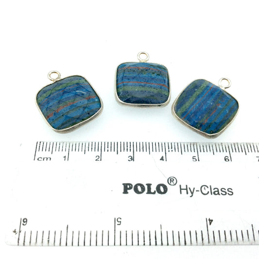 Jeweler's Lot OOAK Silver Plated Faux Fordite Faceted Assorted Copper Bezel Pendants/Connectors 20mm x 20mm, Approx.  "37" - Sold as Shown!