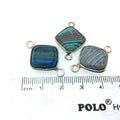 Jeweler's Lot OOAK Silver Plated Faux Fordite Faceted Assorted Copper Bezel Pendants/Connectors 12mm - 14mm, Approx.  "28" - Sold as Shown!