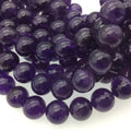 12mm Natural Purple Amethyst Round/Ball Shaped Beads with 1mm Holes - 15.25" Strand (Approx. 32 Beads per Strand) - Quality Gemstone