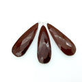 Silver Finish Faceted Red Jasper Long Teardrop Shaped Bezel Pendant - Measuring 15mm x 45mm - Natural Semi-precious Gemstone