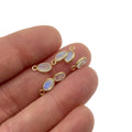 Moonstone Bezel | BULK PACK of Six (6) Vermeil Gold Pointed Cut Stone Faceted Oval Oblong Shaped Pendants - Measuring 4mm x 6mm