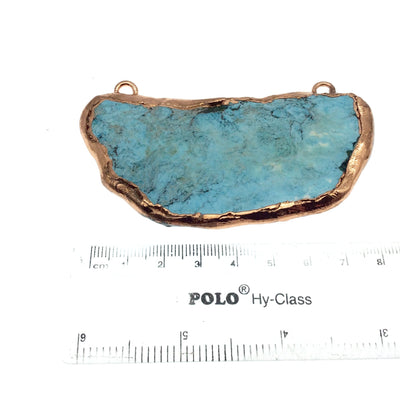 Chinese Turquoise Bezel | OOAK Rose Gold Electroplated Stabilized Freeform Shaped Two Loop Pendant "009" ~ 89mm x 43mm - Sold  As Pictured