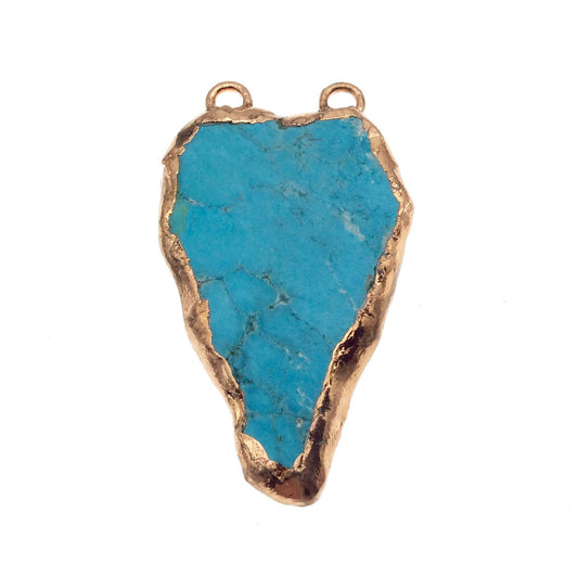 Chinese Turquoise Bezel | OOAK Rose Gold Electroplated Stabilized Freeform Shaped Two Loop Pendant "004" ~ 38mm x 60mm - Sold  As Pictured