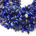 Natural Lapis Lazuli Angular Nugget/Chip Beads with 1mm Holes - Sold by 34" DOUBLE Strands (Approx. 240 Beads) - Measuring 5-15mm, Approx.