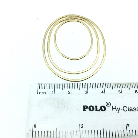 42mm x 52mm Soft Gold Open Oval with Two Inner Ovals Shaped Plated Copper Components - Sold in Packs of 4 Pieces