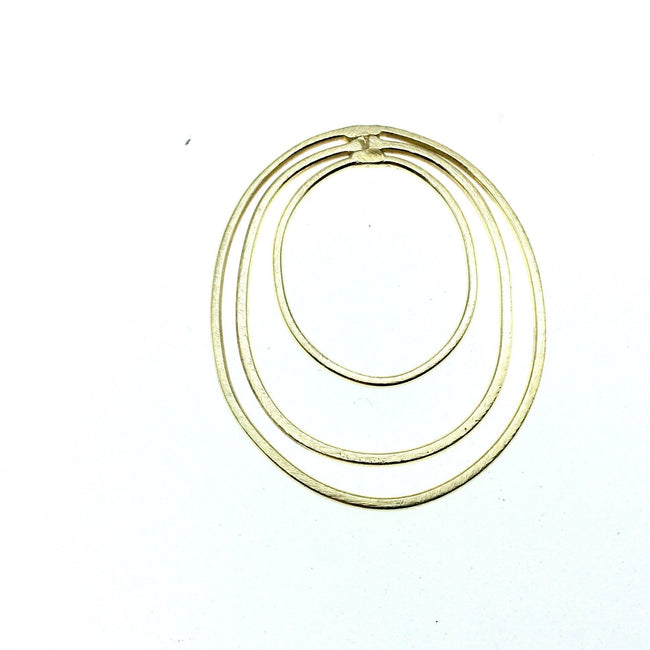 42mm x 52mm Soft Gold Open Oval with Two Inner Ovals Shaped Plated Copper Components - Sold in Packs of 4 Pieces
