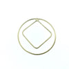 48mm Soft Gold Finish Open Circle with 40mm Open Inner Diamond Shaped Plated Copper Components - Sold in Packs of 4 Pieces