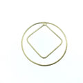 48mm Soft Gold Finish Open Circle with 40mm Open Inner Diamond Shaped Plated Copper Components - Sold in Packs of 4 Pieces