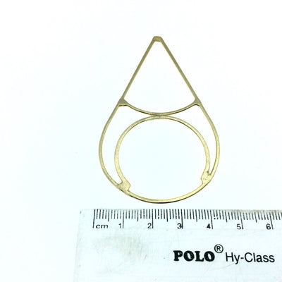 42mm x 80mm Soft Gold Finish Open Teardrop with Inner Circle and Teardrop Shaped Plated Copper Components - Sold in Packs of 4 Pieces