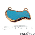 Chinese Turquoise Bezel | OOAK Rose Gold Electroplated Stabilized Freeform Shaped Two Loop Pendant "038" ~ 52mm x 25mm - Sold  As Pictured