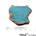 Chinese Turquoise bezel | OOAK Rose Gold Electroplated Stabilized Freeform Shaped Two Loop Pendant "033" ~ 50mm x 55mm - Sold  As Pictured