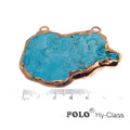 Chinese Turquoise Bezel | OOAK Rose Gold Electroplated Stabilized Freeform Shaped Two Loop Pendant "032" ~ 43mm x 67mm - Sold  As Pictured