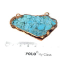 Chinese Turquoise Bezel | OOAK Rose Gold Electroplated Stabilized Freeform Shaped Two Loop Pendant "020" ~ 70mm x 40mm - Sold  As Pictured