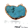 Chinese Turquoise Bezel | OOAK Rose Gold Electroplated Stabilized Freeform Shaped Two Loop Pendant "019" ~ 62mm x 45mm - Sold  As Pictured