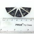 Silver Finish Faceted Black Feldspar Triangle Shaped Bezel Pendant Component - Measuring 15mm x 20mm - Natural Semi-precious Gemstone