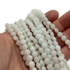 6mm Smooth Cloudy White Jade Coin Shaped Beads with 1mm Holes - 16" Strand (Approx. 65 Beads) - Natural Semi-Precious Gemstone