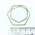 45mm x 50mm Soft Gold Open Hexagon with Inner Hexagon Shaped Plated Copper Components - Sold in Packs of 4 Pieces