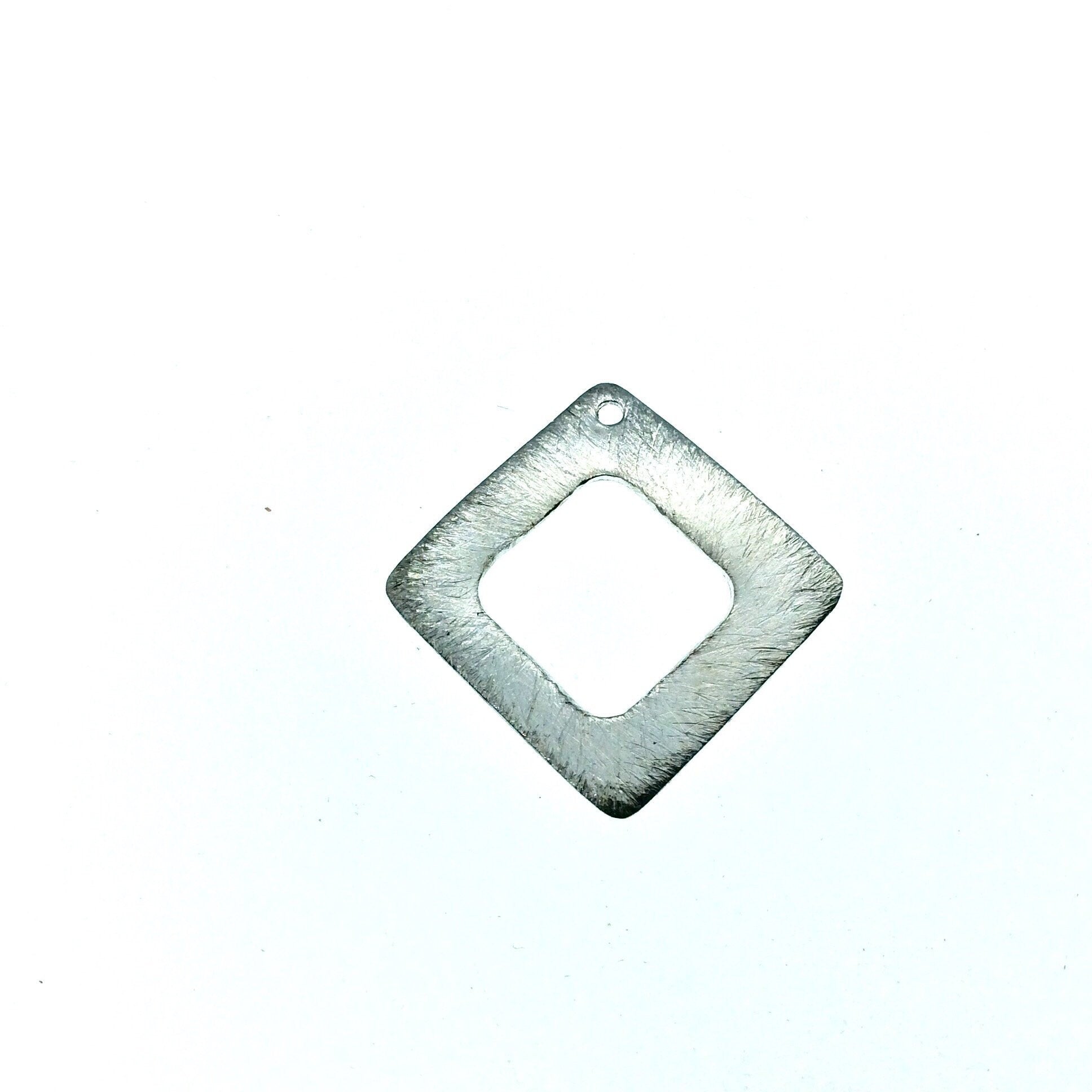 Jewelry Findings 28mm x 28mm Silver Brushed Finish Thick Open Diamond Shaped Plated Copper Components Sold in Bulk Packs of 10 Pcs (623-SV)
