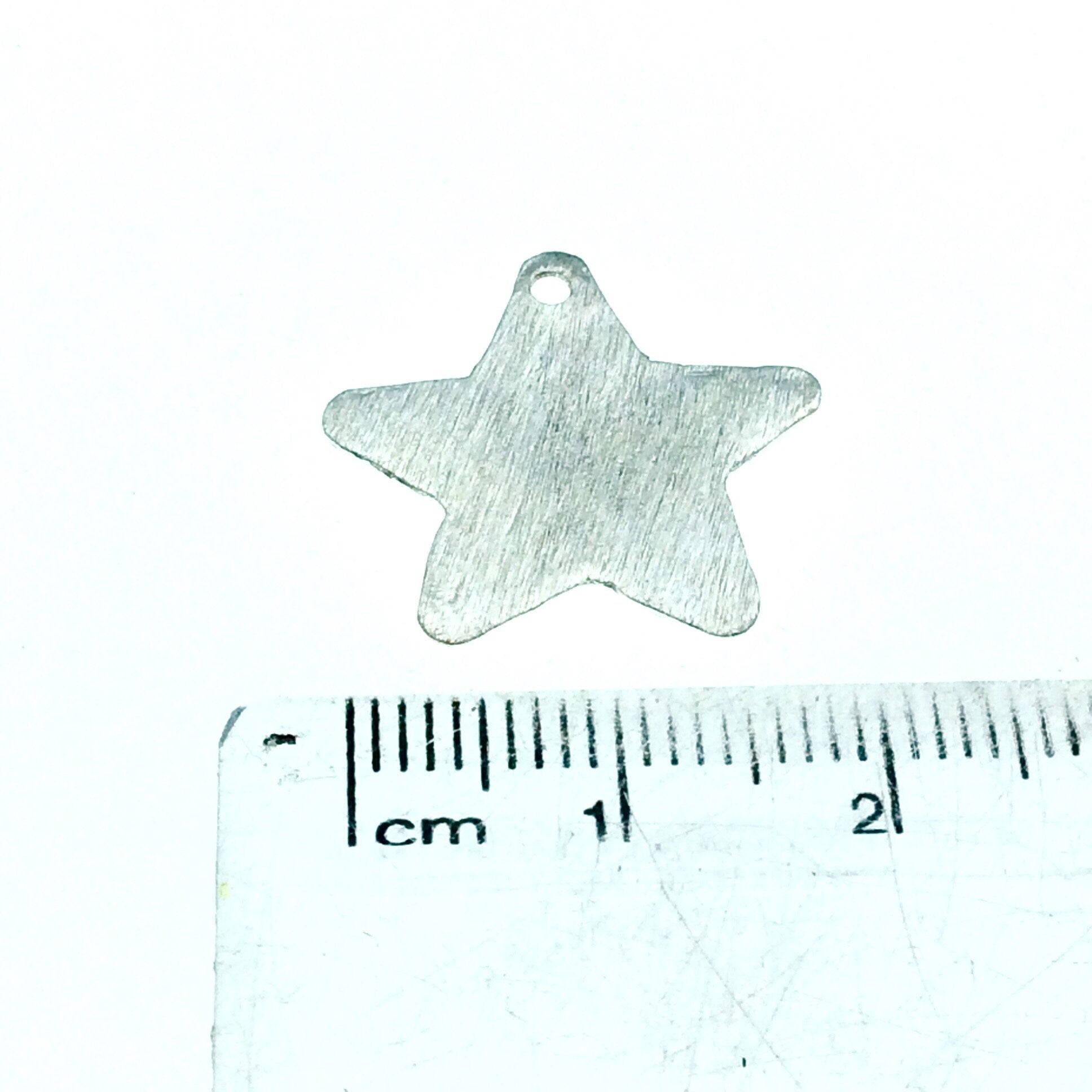 20mm x 20mm Small Silver Plated Blank Star Shaped Brushed Finish Copper Components - Sold in Packs of 10
