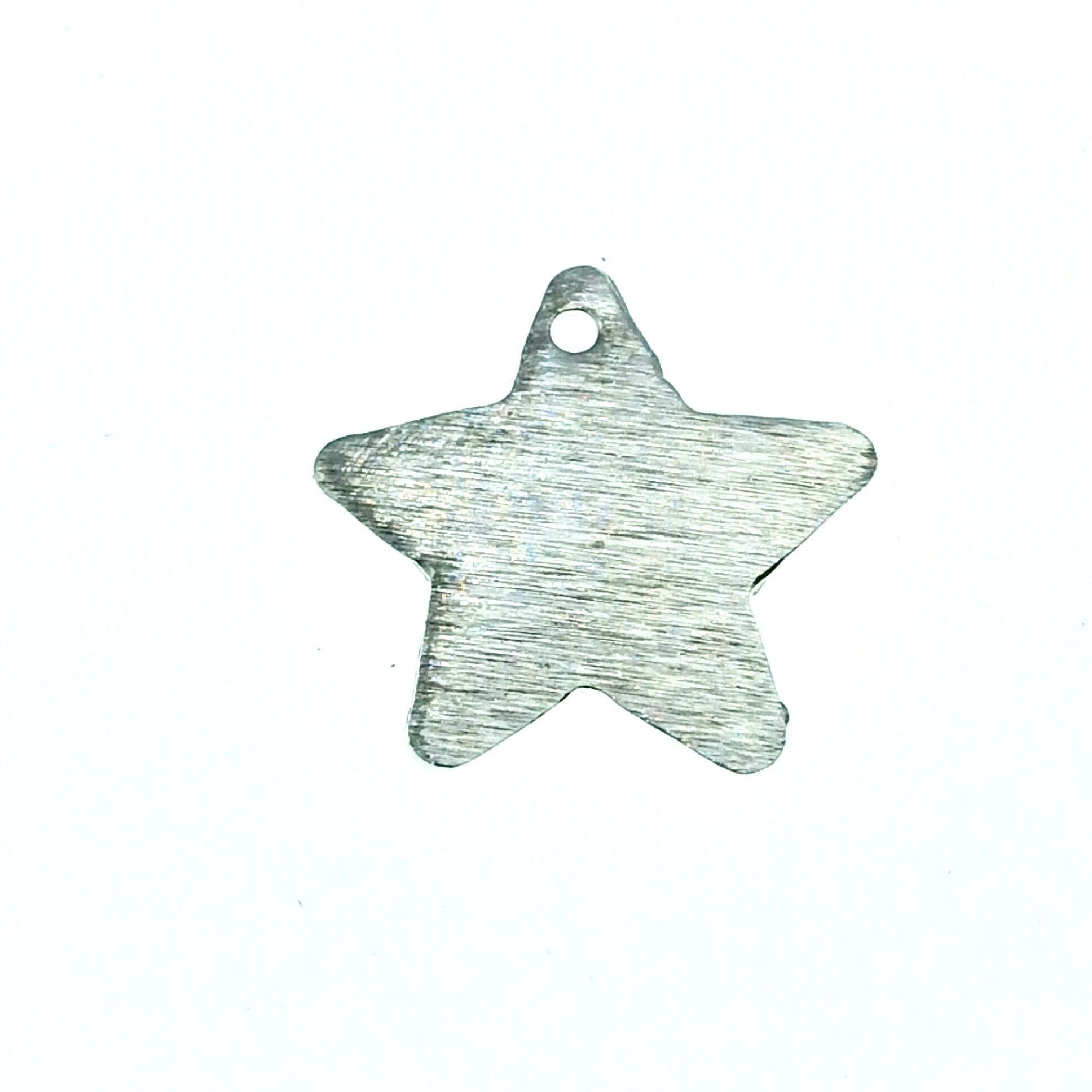 20mm x 20mm Small Silver Plated Blank Star Shaped Brushed Finish Copper Components - Sold in Packs of 10