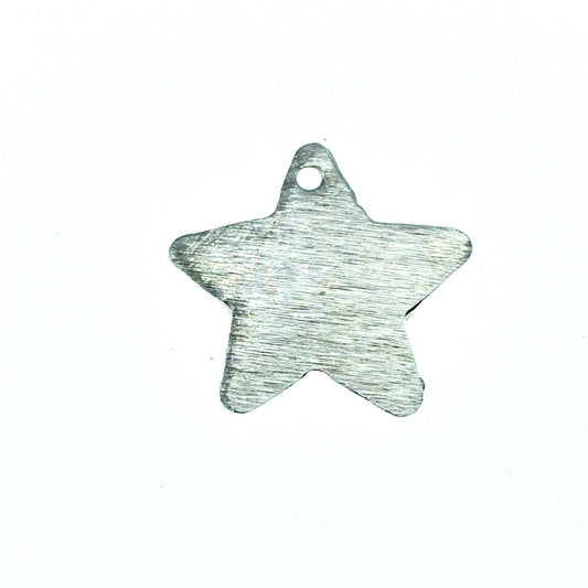 20mm x 20mm Small Silver Plated Blank Star Shaped Brushed Finish Copper Components - Sold in Packs of 10