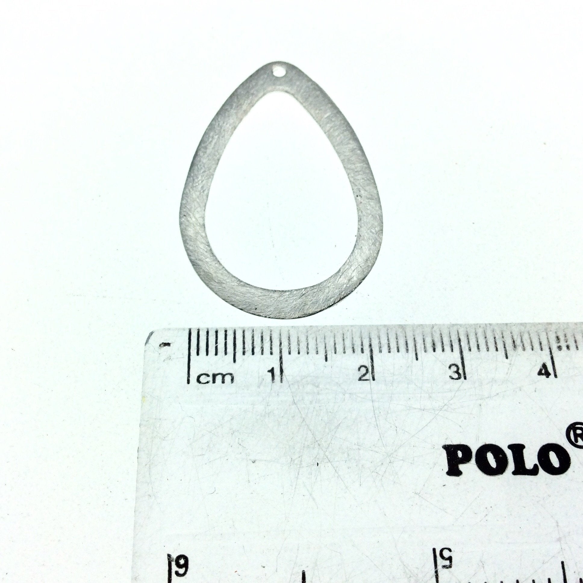25mm x 37mm Silver Plated Copper Open Thick Teardrop Shaped Components with One Hole- Sold in Packs of 10 Components