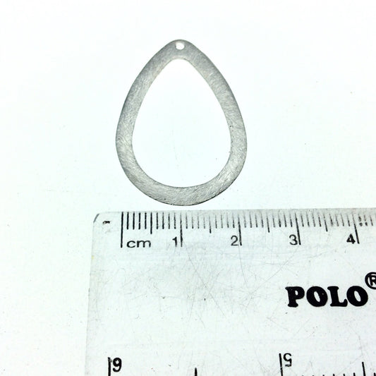 25mm x 37mm Silver Plated Copper Open Thick Teardrop Shaped Components with One Hole- Sold in Packs of 10 Components
