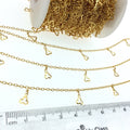 Gold Plated Copper Spaced Single Dangle Wrapped Chain with 5mm Shamrock Shaped Dangles - Sold by 1 Foot Length!