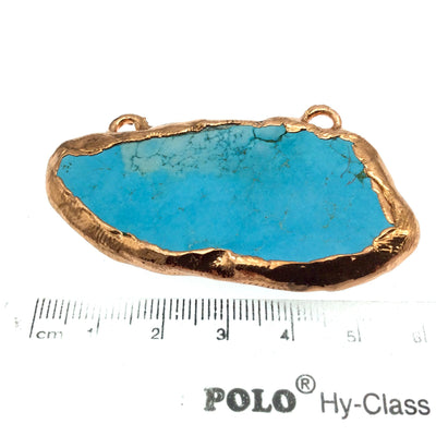 Chinese Turquoise Bezel | OOAK Rose Gold Electroplated Stabilized Freeform Shaped Two Loop Pendant "059" ~ 63mm x 53mm - Sold  As Pictured