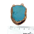 Chinese Turquoise Bezel | OOAK Rose Gold Electroplated Stabilized Freeform Shaped Two Loop Pendant "042" ~ 60mm x 28mm - Sold  As Pictured