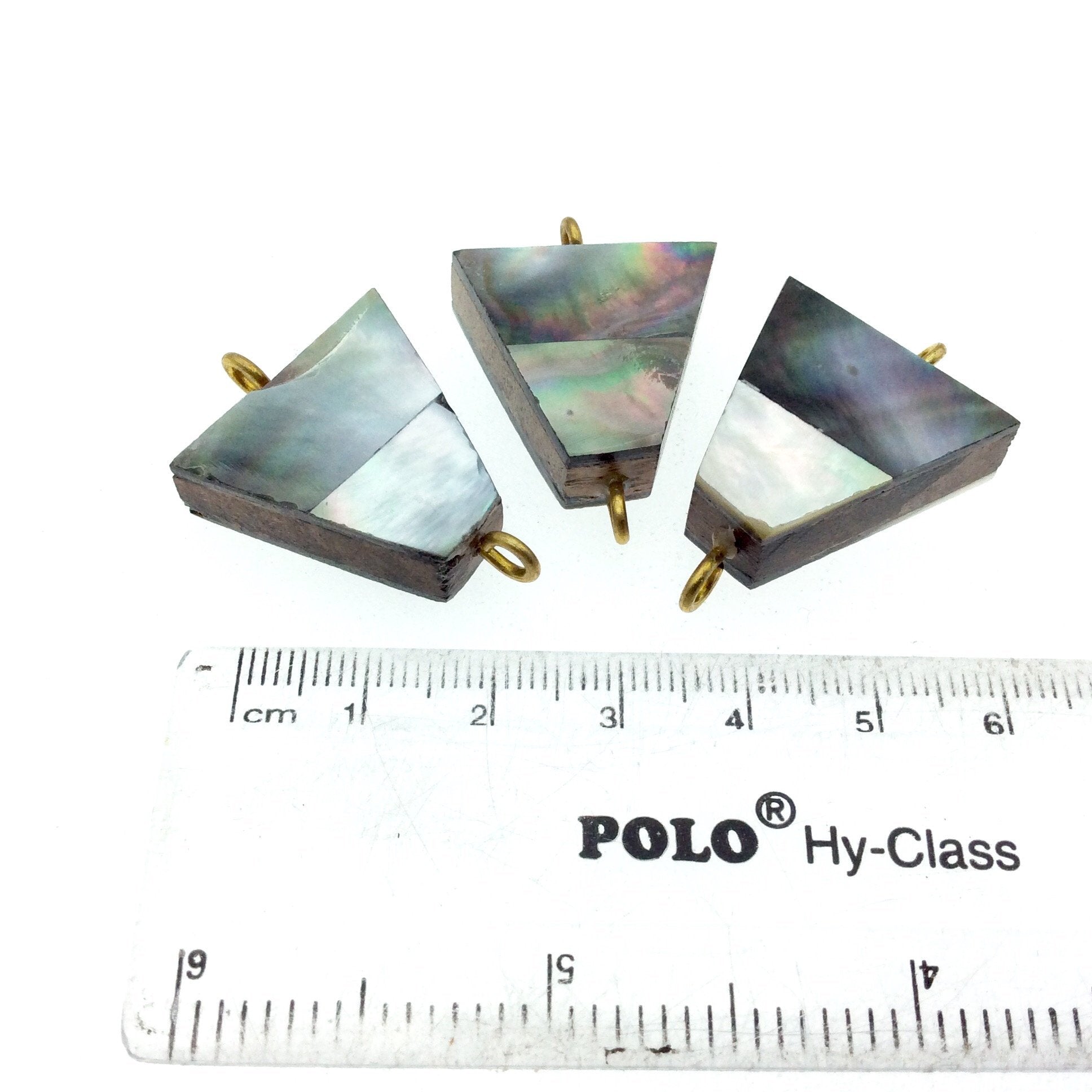 Silver Gray Trapezoid Shaped Natural Shell Focal Connector - 21mm x 21mm Approximately - Sold Individually