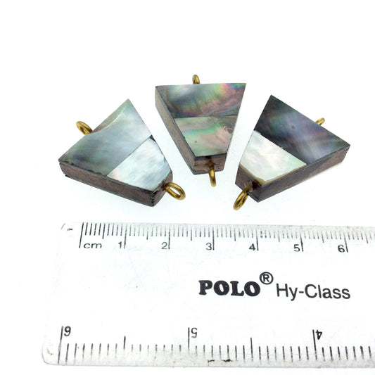 Silver Gray Trapezoid Shaped Natural Shell Focal Connector - 21mm x 21mm Approximately - Sold Individually