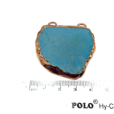 Chinese Turquoise Bezel | OOAK Rose Gold Electroplated Stabilized Freeform Shaped Two Loop Pendant "043" ~ 43mm x 43mm - Sold  As Pictured