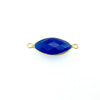 Gold Finish Faceted Cobalt Blue Chalcedony Marquise Shaped Bezel Connector Component - Measuring 10mm x 20mm - Natural Gemstone