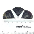 Silver Finish Faceted Black Feldspar Fan Shaped Bezel Pendant Component - Measuring 30mm x 30mm - Natural Semi-precious Gemstone