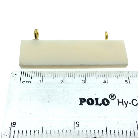 White/Ivory Horizontal Rectangle Shaped Natural Bone Focal Pendant- 14mm x 50mm Approximately - Sold Individually