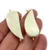 White/Off White Curved Teardrop Shaped Natural Bone Focal Connector - 15mm x 40mm Approximately - Sold Individually