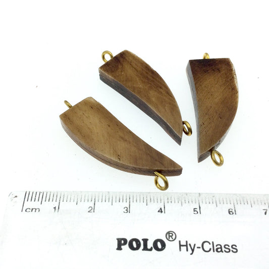 Brown Tooth/Tusk Shaped Natural Bone Focal Connector - 15mm x 40mm Approximately - Sold Individually