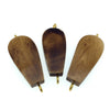 Brown Flattened Teardrop Shaped Natural Bone Focal Connector - 18mm x 36mm Approximately - Sold Individually