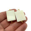 White/Ivory Rectangle Shaped Natural Bone Focal Connector - 20mm x 36mm Approximately - Sold Individually