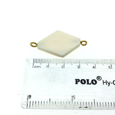 White/Ivory Flattened Diamond Shaped Natural Bone Focal Connector - 20mm x 28mm Approximately - Sold Individually