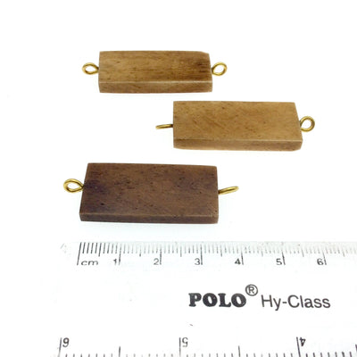 Brown Rectangle Shaped Natural Bone Focal Connector - 16mm x 38mm Approximately - Sold Individually